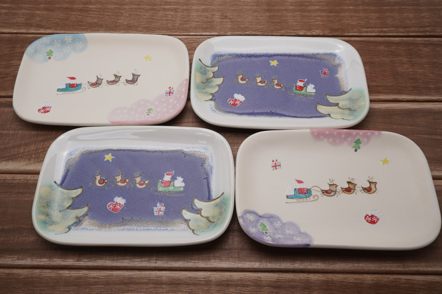 サンタクロース長皿(スノーホワイトB)