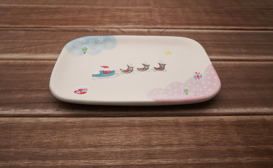 サンタクロース長皿（スノーホワイトA）