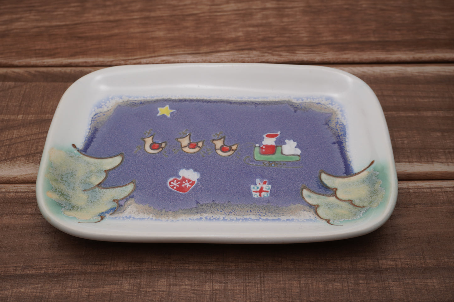 サンタクロース長皿（夜空A）