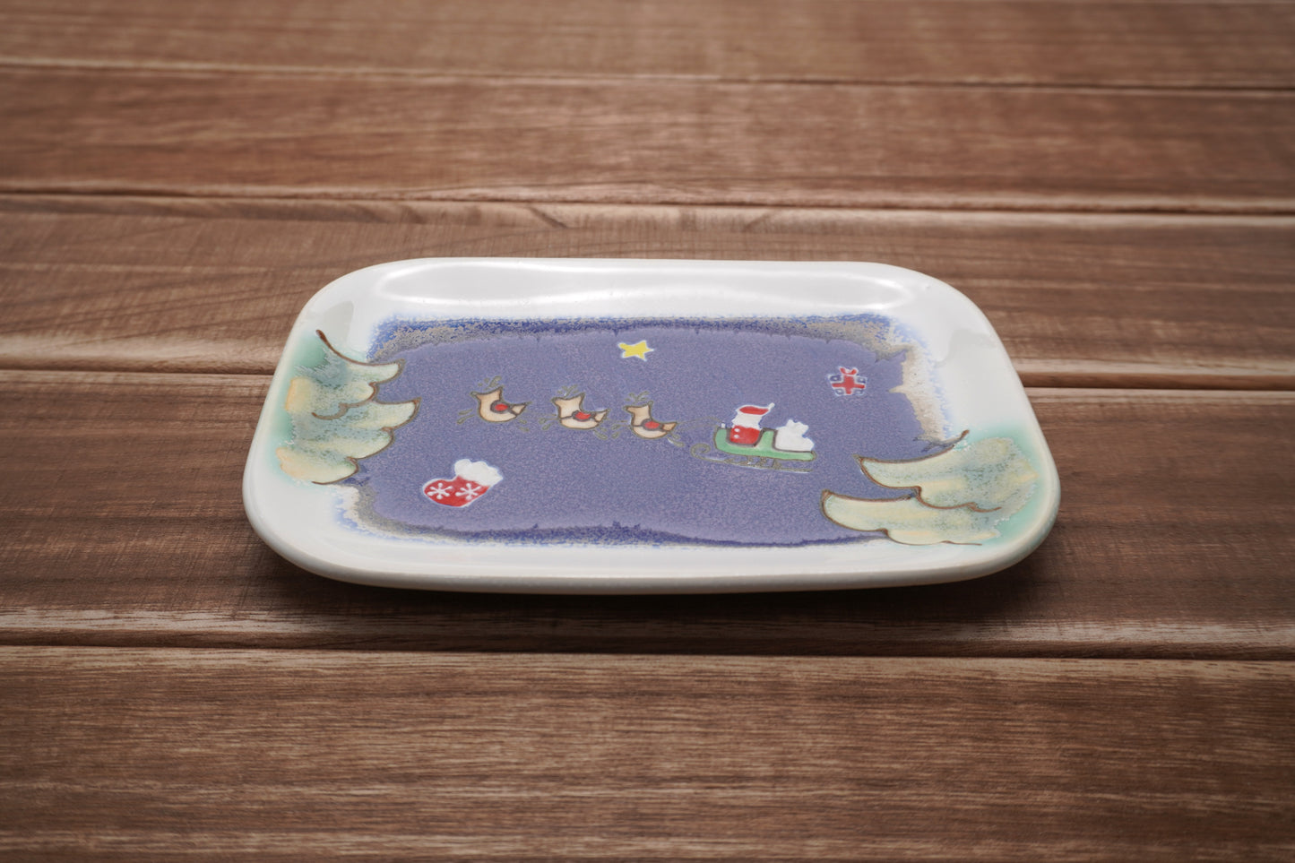 サンタクロース長皿（夜空B）