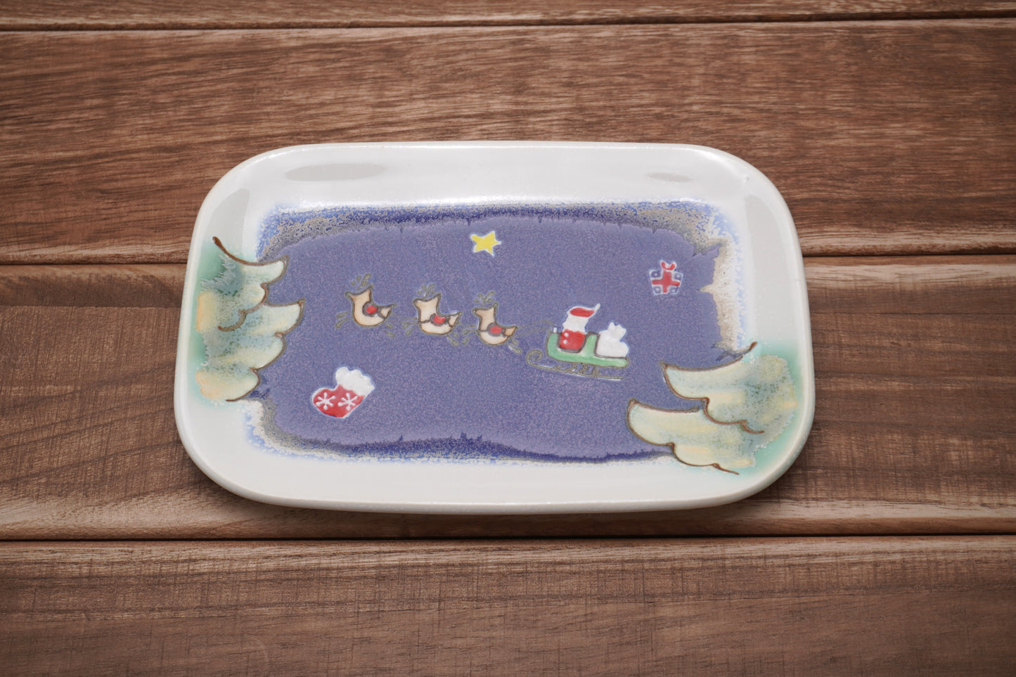 サンタクロース長皿（夜空B）