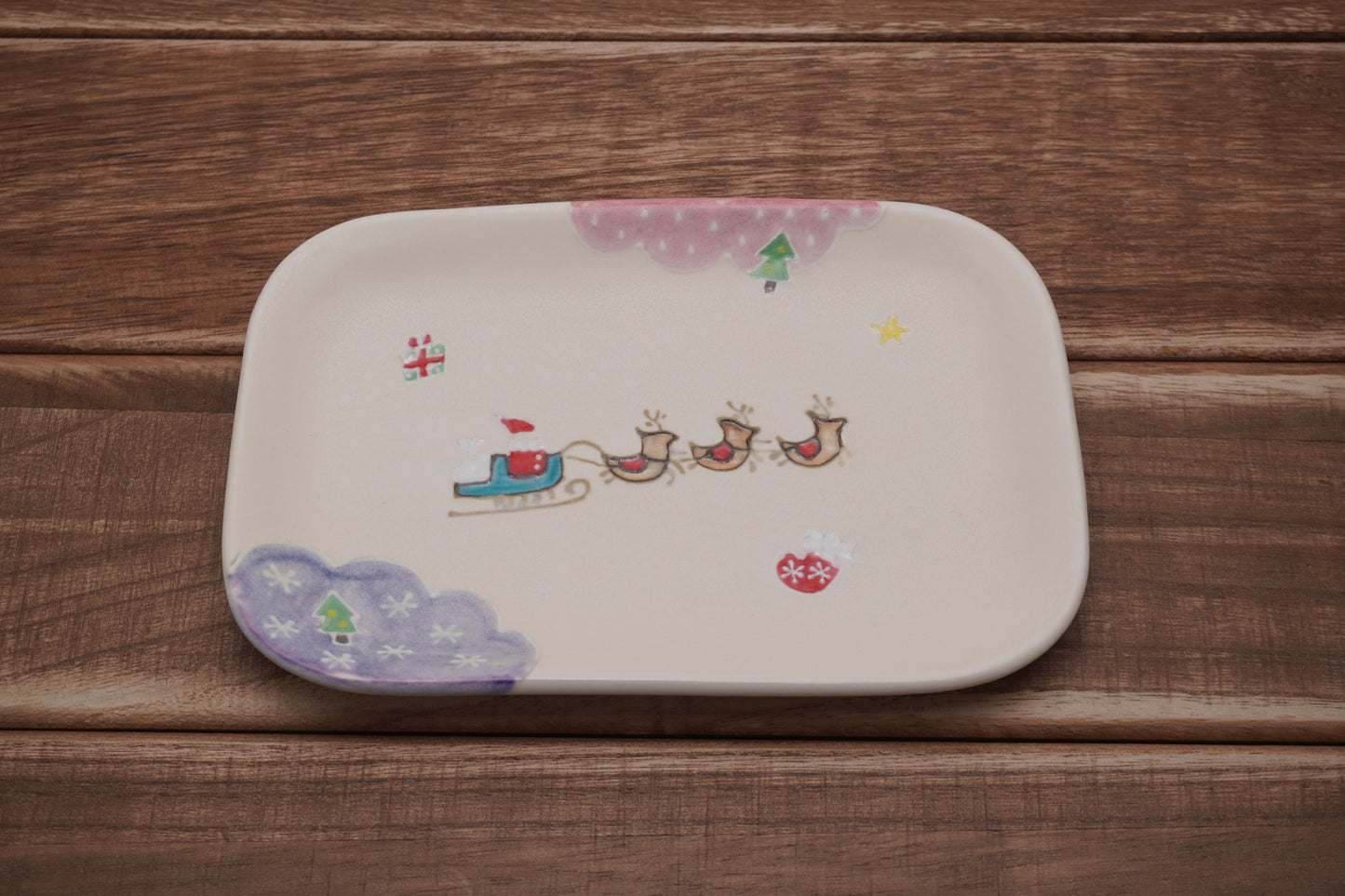 サンタクロース長皿（スノーホワイトB）